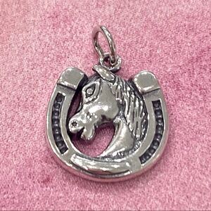 🌟Sterling Lucky Horseshoe Horse Pendant Silver